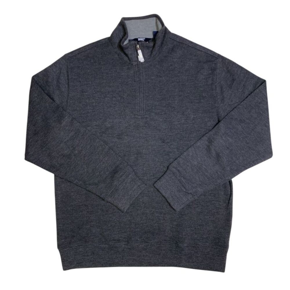 Dark Charcoal - Lands' End Men's Bedford Rib Quarter Zip Long Sleeve Soft Cozy P - Picture 1 of 2